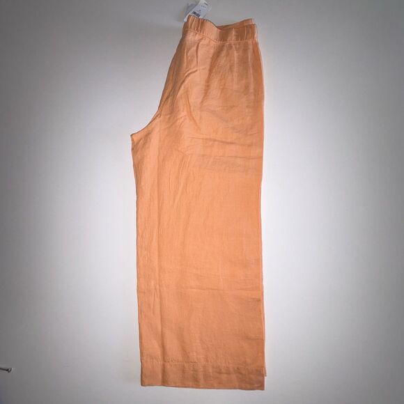 J. Jill Peach Love Linen Wide Leg Cropped Pants NWT Apricot Size Medium - Picture 1 of 12